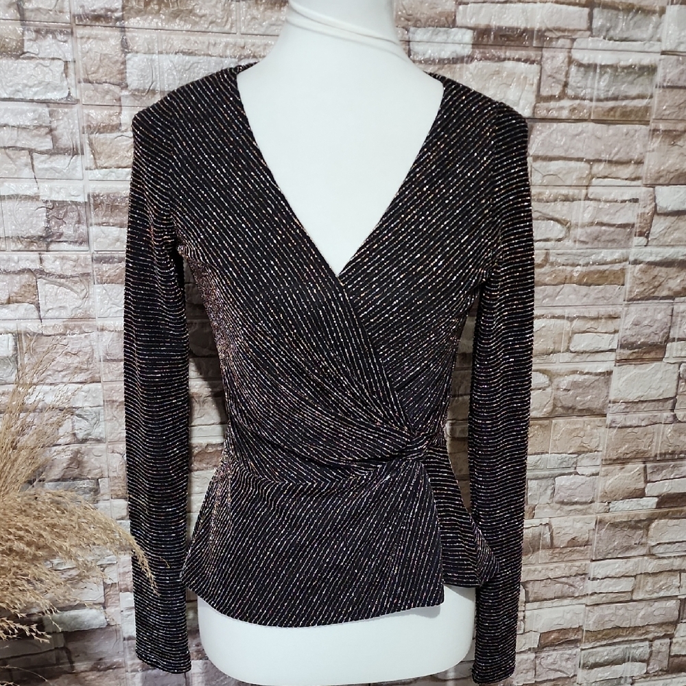 Francescas Trixxi Elegant Black and Gold Blouse Brnd New